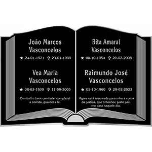 Placa memorial tipo livro gravada no aço inox invertido