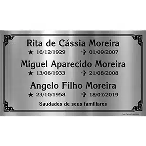 placa tumular com 3 nomes em aço inox